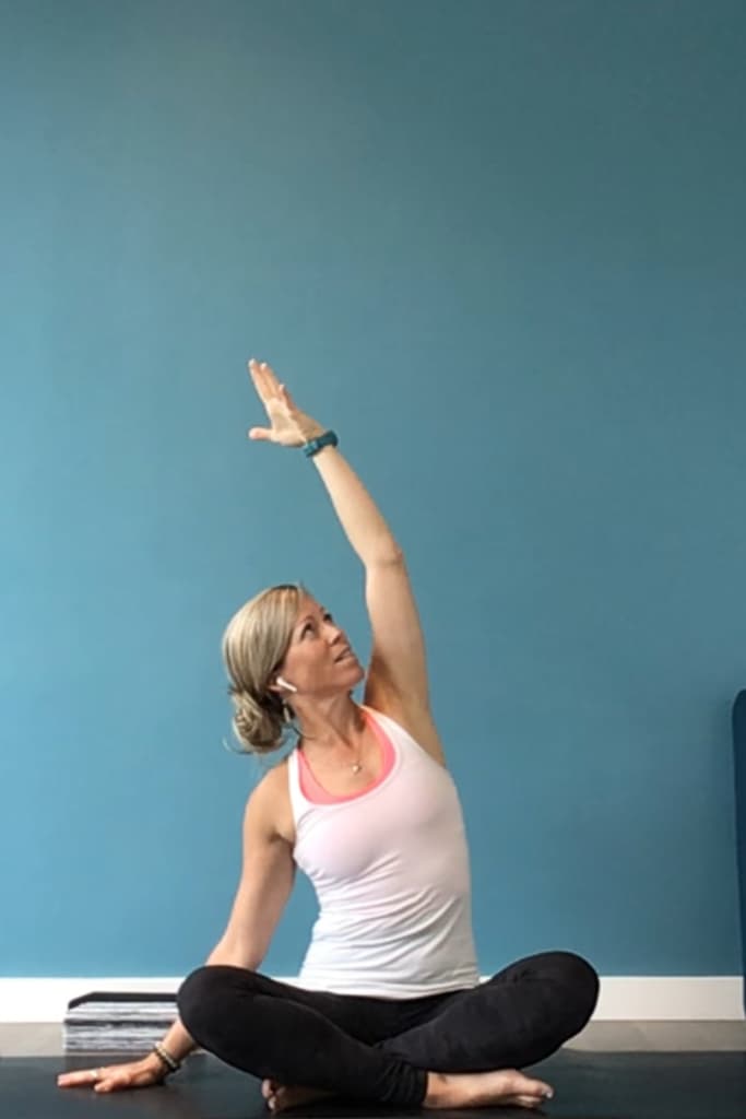 Just Add Water Yoga instructor, Kristy Wright Schell, teaching online yoga